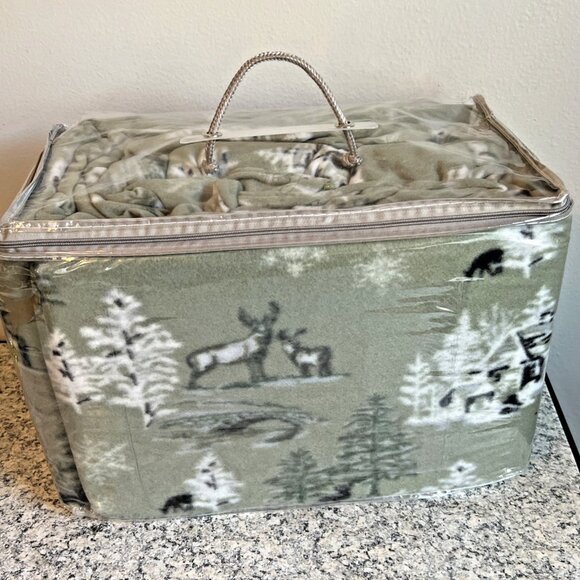 Ashley Cooper King Fleece Sheet Set Flat Fitted Pillowcases Cabin Bedding Decor - Picture 3 of 4